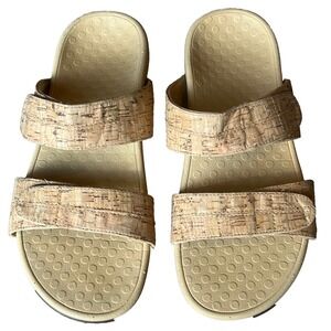 Vionic Shore Slides Sandals Orthoheel Technology Tan Cork Womens 7 UK 5‎ EU 38